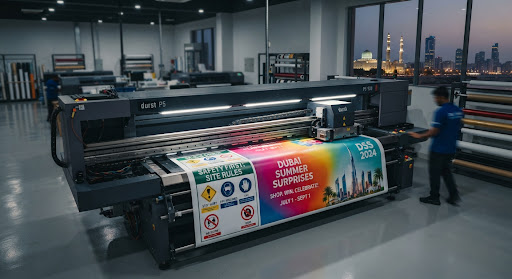 Large format printer producing a full-colour banner
