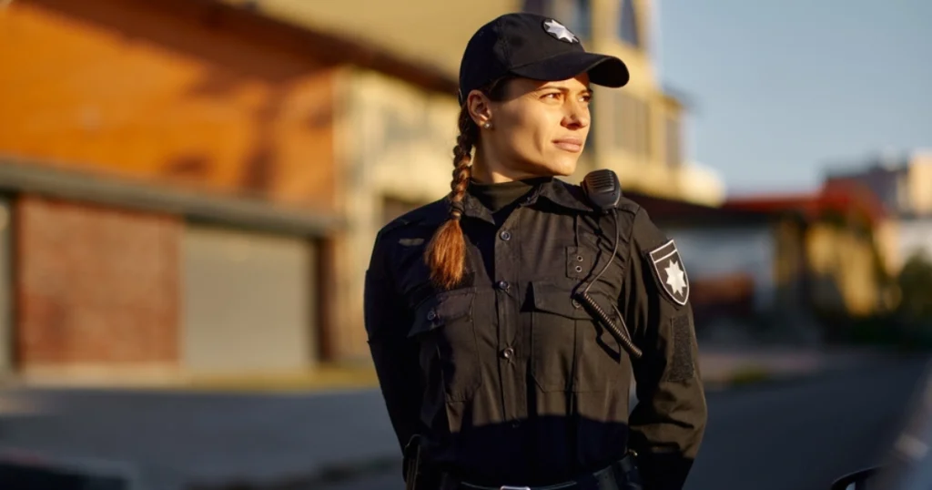 A Female Security Guard wearing Security Guard Uniforms