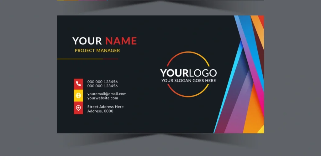 Modern business card design featuring vibrant colors and sleek finish by UV Printing Services in UAE.