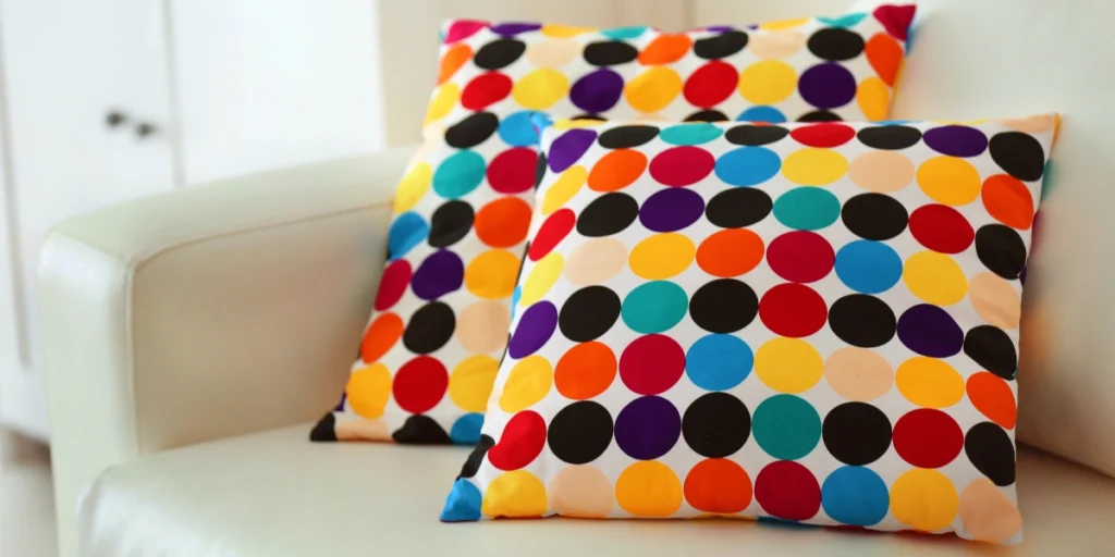 Bright polka dot pattern cushions created with high-quality Sublimation Pillow Printing.