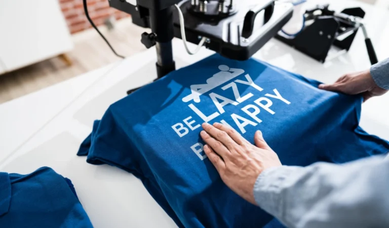 Custom T-shirt Printing dubai on the printing machine